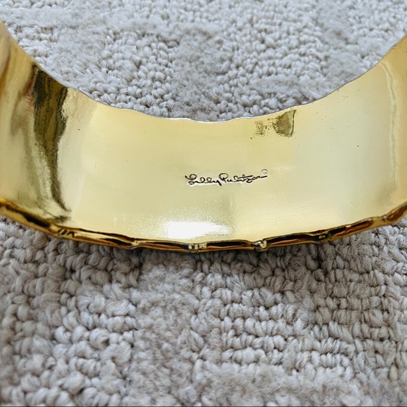 Lilly Pulitzer Gold Hammered Hinged Bangle Bracelet - Picture 6 of 8